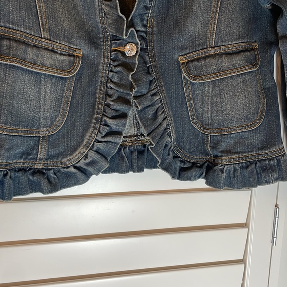 Vintage womens Boho faded ruffled jean pocket jacket EUC - Picture 7 of 13